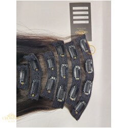 Crowned Clip-in Hair Extensions add instant length and volume to your hair. Our 100% Human Hair Extensions are easy to clip in and out, and come in a range of colors and textures to match your individual style.