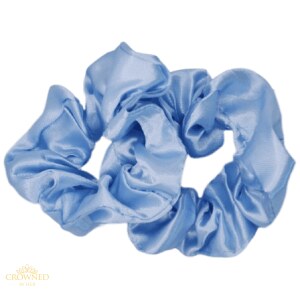 Light Blue Satin Silk Scrunchies