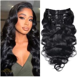 Get fuller, longer hair in minutes with our Bodywave Clip in Hair Extensions! Easy home installation, 100% human hair. Elevate your style – order now!