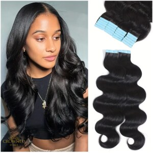 Crowned By Her Raw Virgin Human Hair tape in extensions provide the finest natural beauty and versatility for your perfect hairstyle.